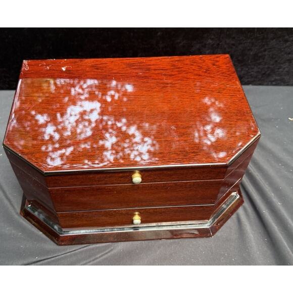 Gorgeous Vintage 3 Tier RaGar exotic woods Jewelry Box So Shiny! 12” Long - Picture 1 of 13